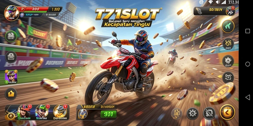 Screenshot gameplay dari 171SLOT menunjukkan balapan mendebarkan di trek yang menantang.