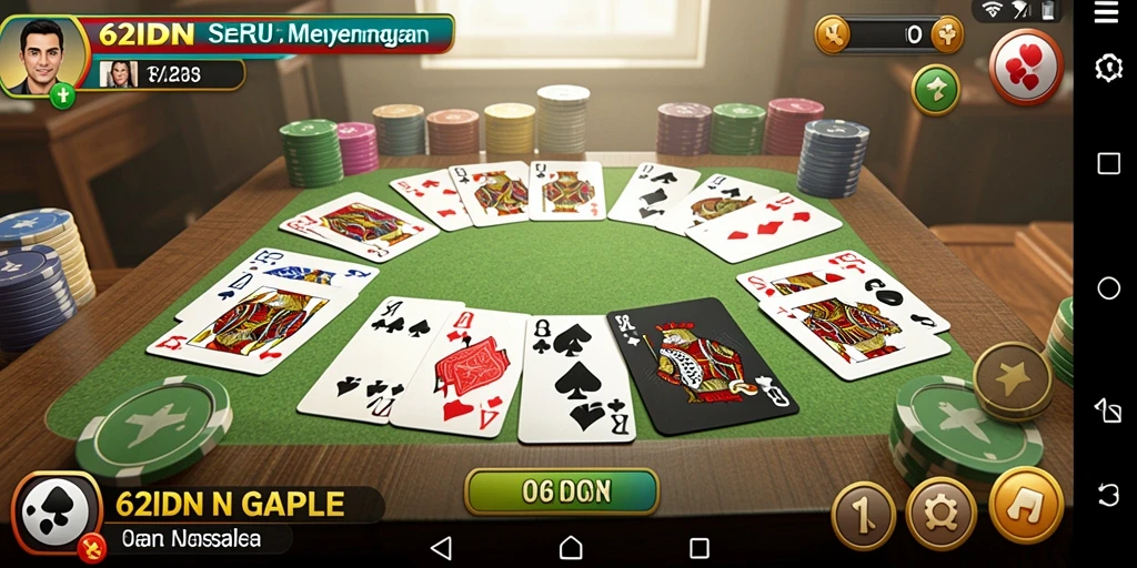 Tampilan gameplay seru saat bermain Gaple di 62IDN.