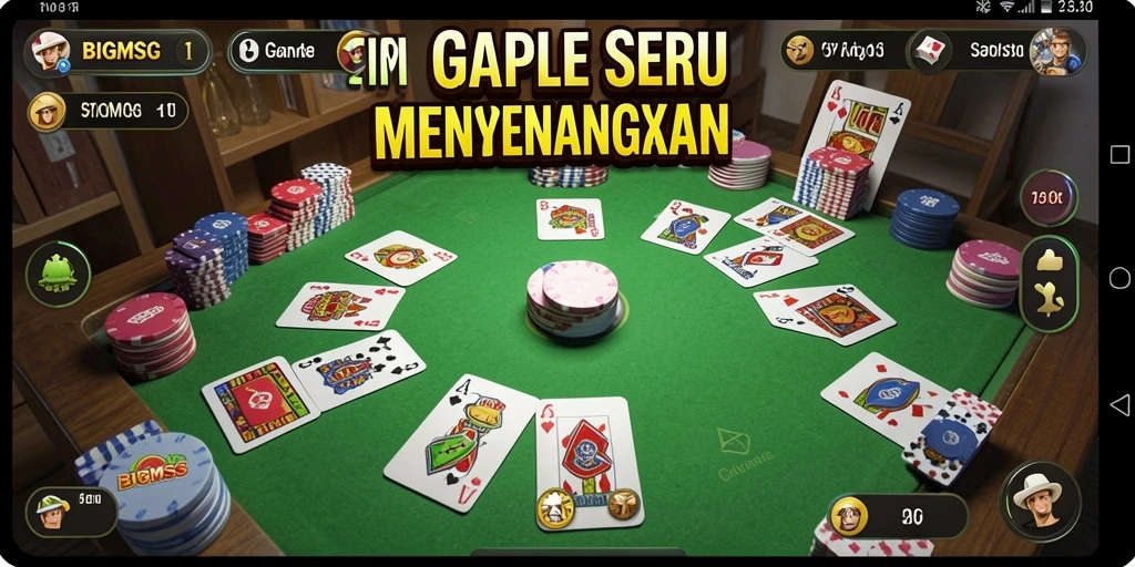 Tampilan gameplay seru dari BIGMSG yang menggambarkan permainan Gaple.