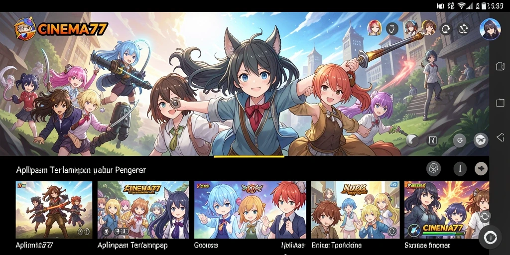 Tampilan gameplay CINEMA77 dengan berbagai koleksi anime.