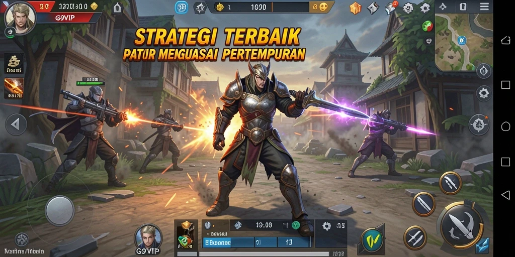 Screenshot G9VIP menampilkan aksi pertempuran strategis yang mendebarkan.