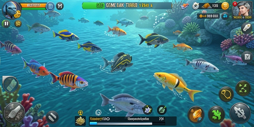 Tampilan gameplay KASTOTO yang seru dengan aksi tembak ikan.
