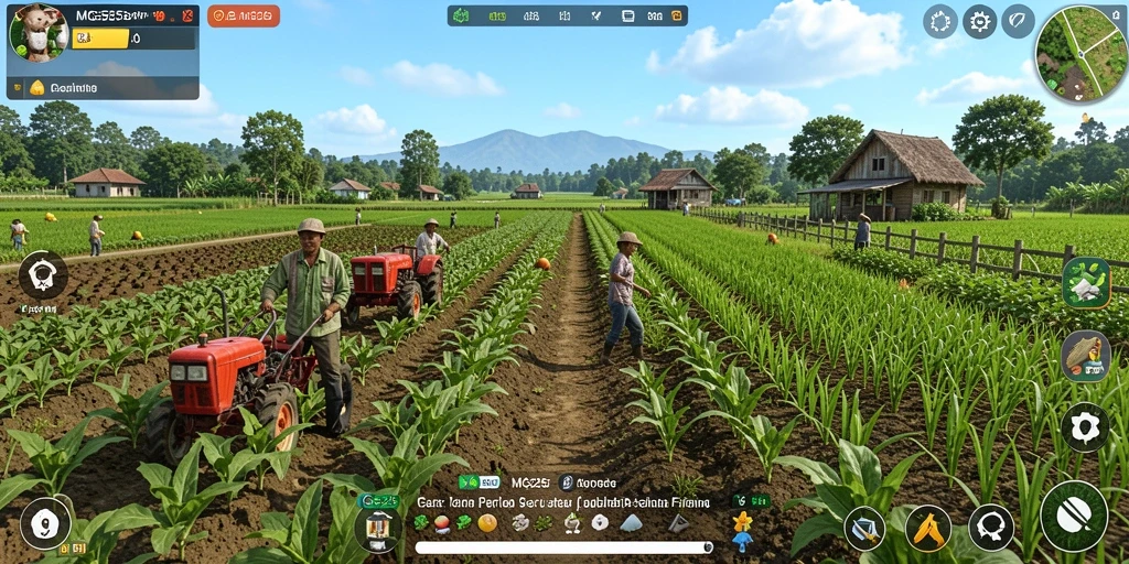 Screenshot MG525 menampilkan gameplay seru saat bertani.