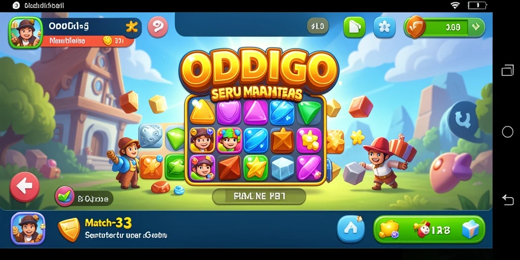 Tampilan gameplay yang seru dalam ODDIGO dengan objek colorful.