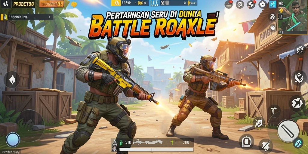 Tampilan gameplay seru di <strong>PROBET88</strong> dengan aksi Battle Royale yang intens.