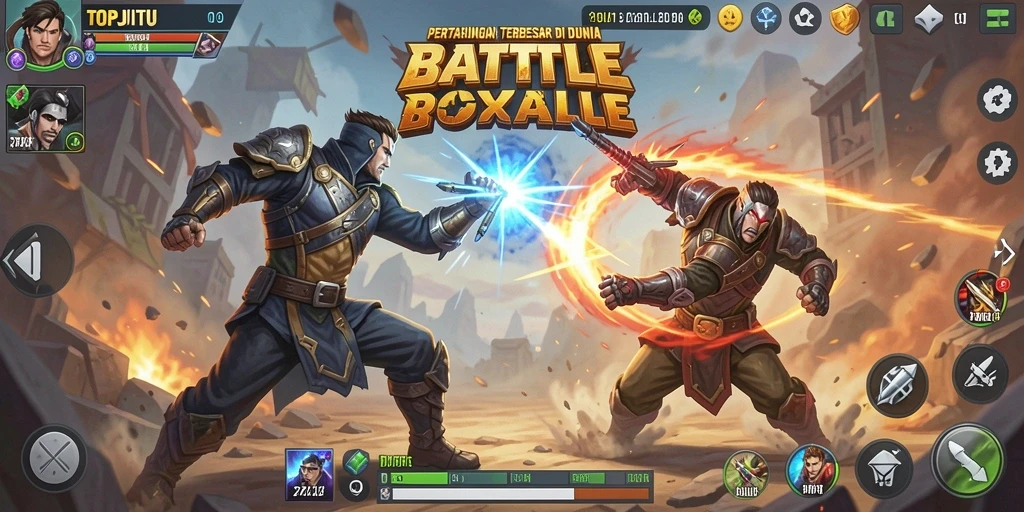 Screenshot menunjukkan intensitas pertarungan dalam game Battle Royale.