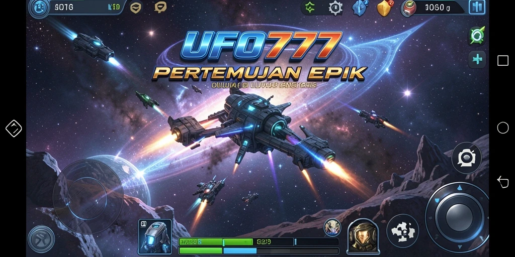 Screenshot permainan UFO777 menunjukkan duel seru di medan luar angkasa.