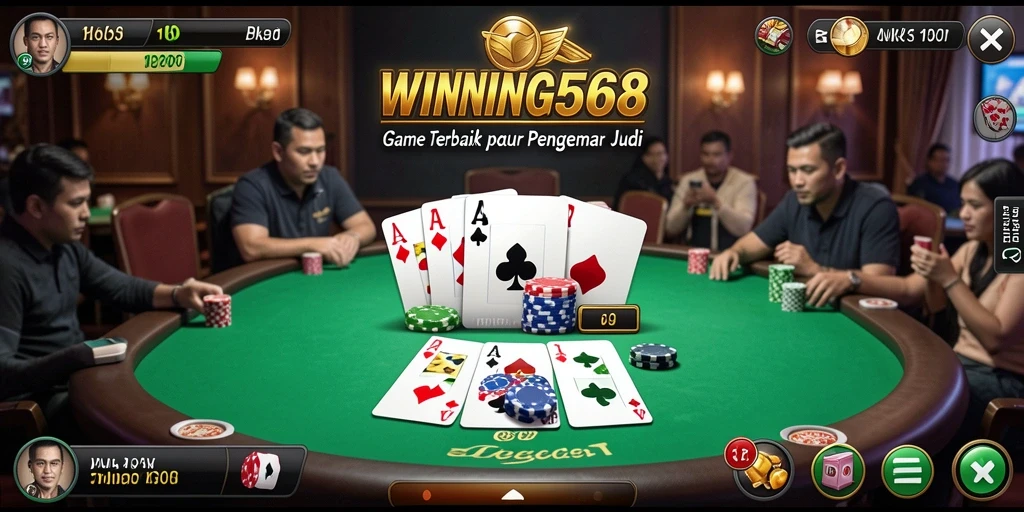 Screenshot gameplay WINNING568 menampilkan suasana poker yang seru.